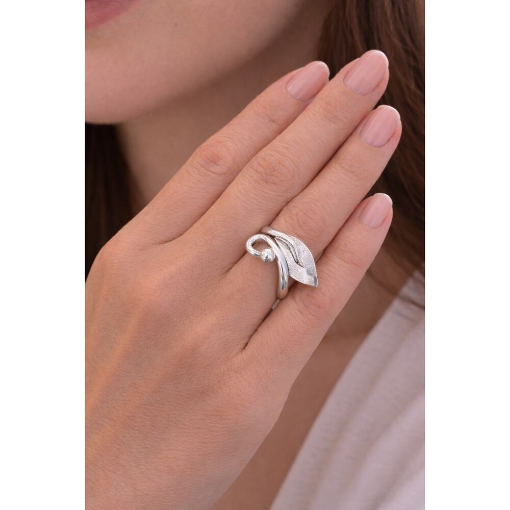 Peruvian Silver 950 Sculptural Leave Ring wrap-around ring New size 7